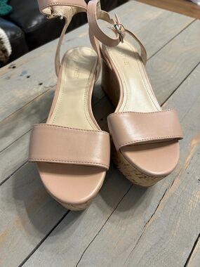 Nine West Blush Cork Platform Wedge Sandals